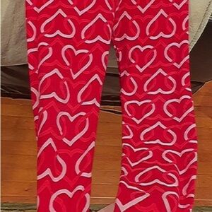 Lularoe tween size Red Heart Patterned Leggings